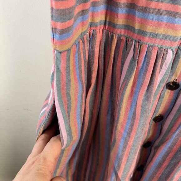 Madewell Scoopneck Tank Dress in Rainbow Stripe 100% Cotton A-Line Size S - Picture 7 of 12